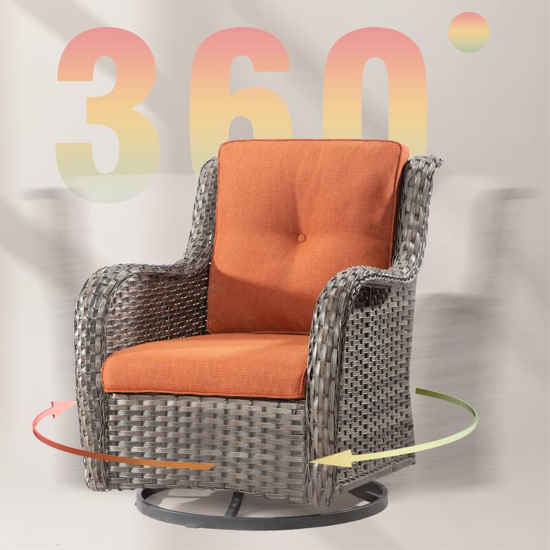 Cozywor 3-Piece Wicker Patio Swivel Outdoor Rocking Chair Set
