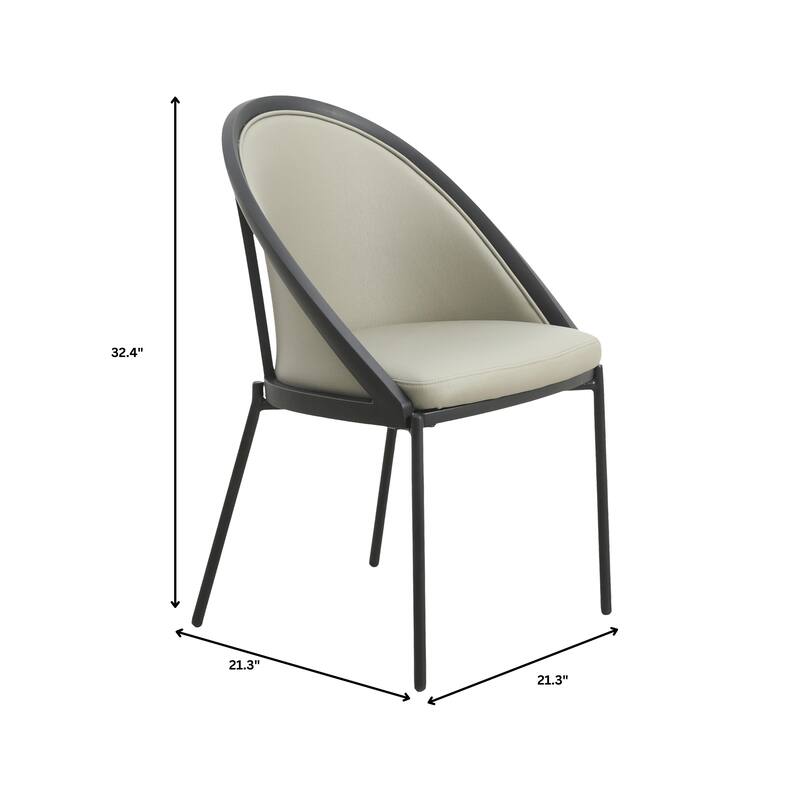 Vinyl Dining Chair with Curved Back and Stainless Steel Legs Set of 4