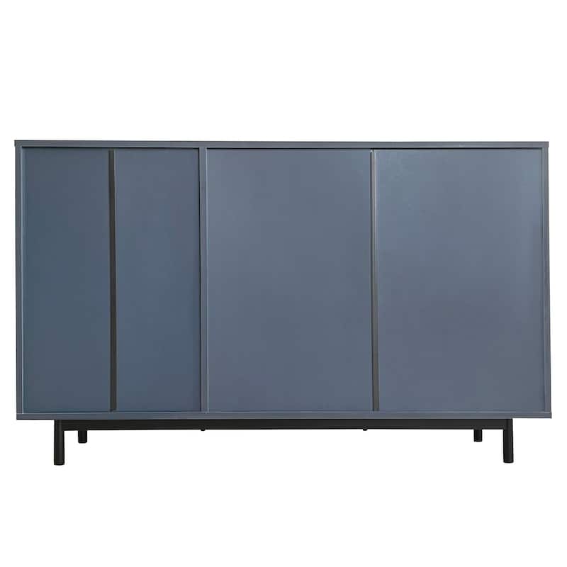 Storage Cabinet Entryway Cabinets with 2 Drawers and 2 Door Wave Pattern, Sideboard with Metal Legs and Adjustable Shelves