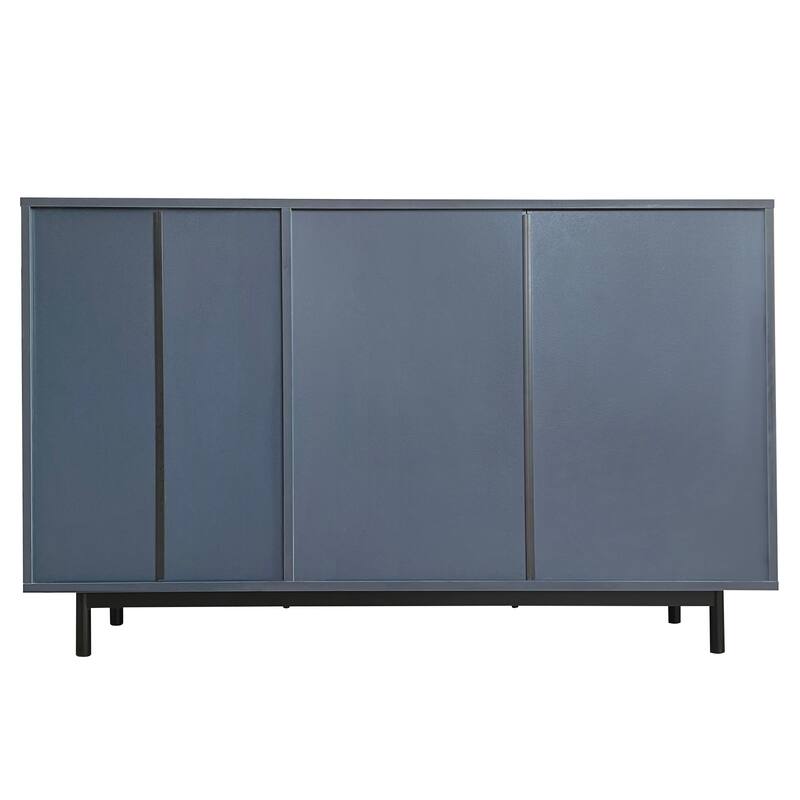 Wave Pattern Storage Cabinet Kitchen Buffet Server Cupboard Adjustable Sideboard with 2 Doors and 2 Drawers for Living Room