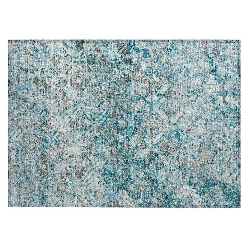 Machine Washable Indoor/ Outdoor Chantille Diamonds Distressed Rug