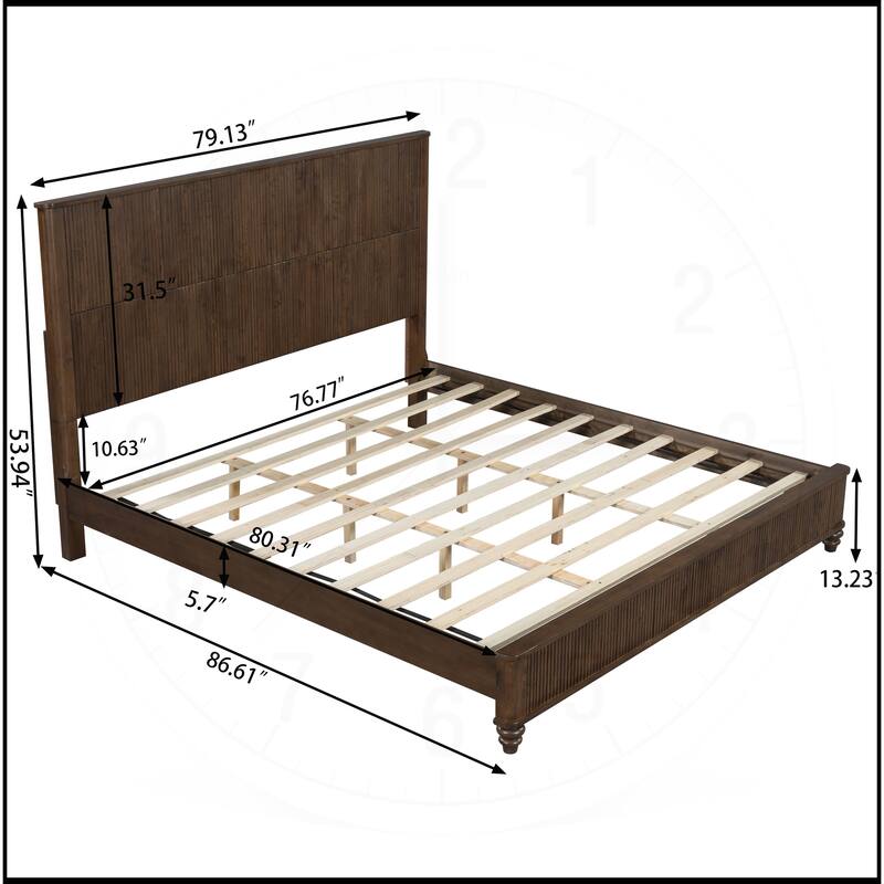 Solid Wood Bed Frame with Headboard
