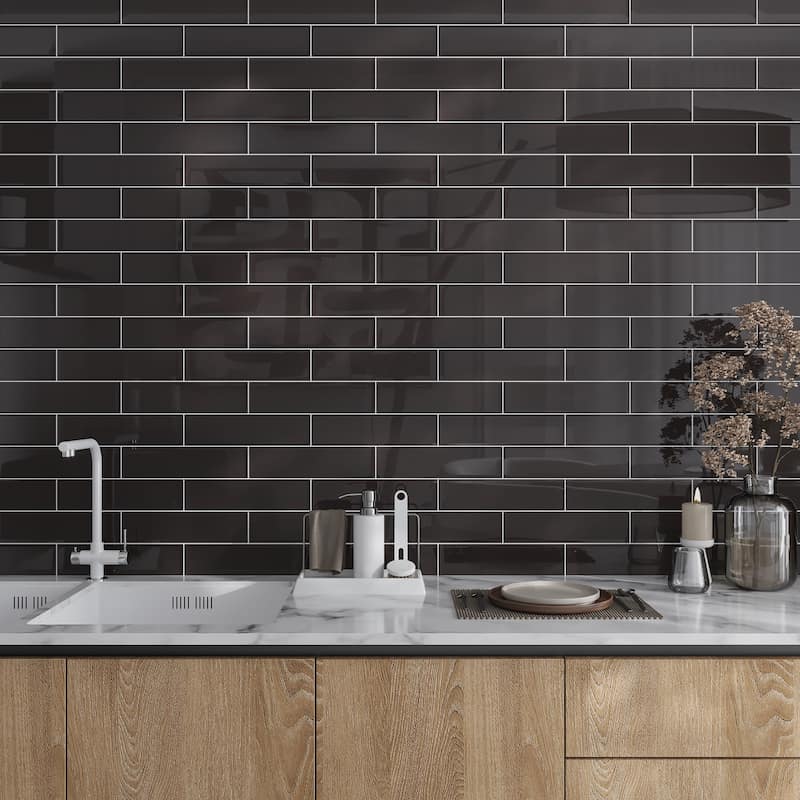Apollo tile 3" x 12" Colorway Glossy Ash Gray Glass Tile (5 sq ft/case) - 20 Pack