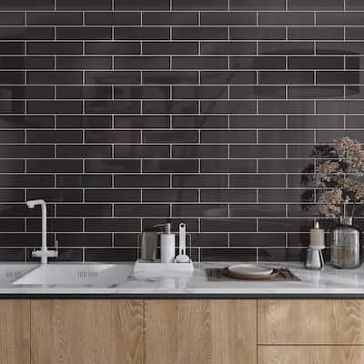 Apollo tile 3" x 12" Colorway Glossy Ash Gray Glass Tile (5 sq ft/case) - 20 Pack