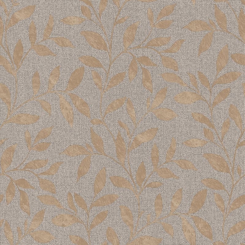 Galerie Wallcoverings Utopia Collection Loose Leaf Matte Finish Vinyl on Non-woven Wallpaper Roll - 33-feet long x 21-inches wide - Gold
