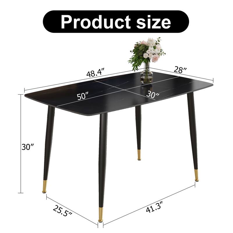 Modern Living Room Exquisite Simple Dining Table Imitation Marble Sintered Stone Countertop Kitchen Dining Table