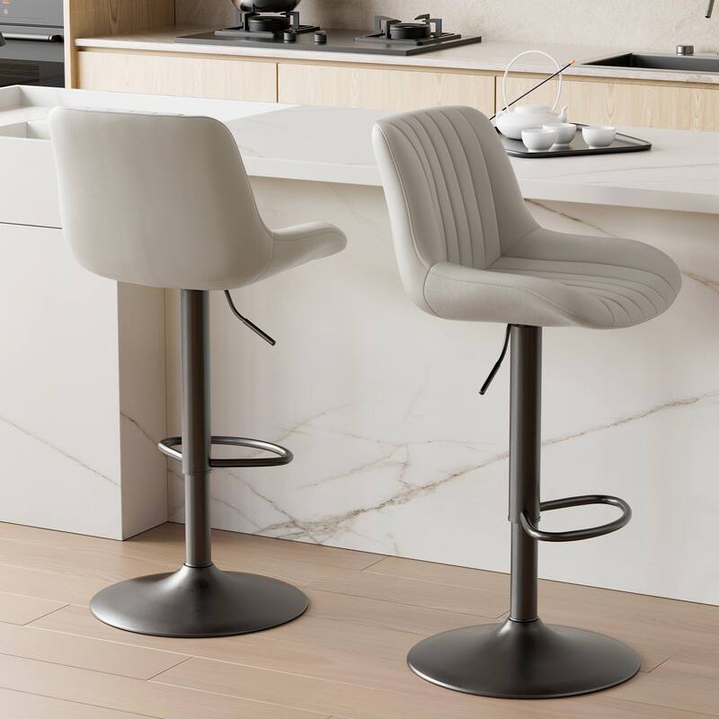 Bar Stools Set of 2, Adjustable Modern Swivel Bar Stools with Backs, Counter Height Performance Fabric Island Chairs
