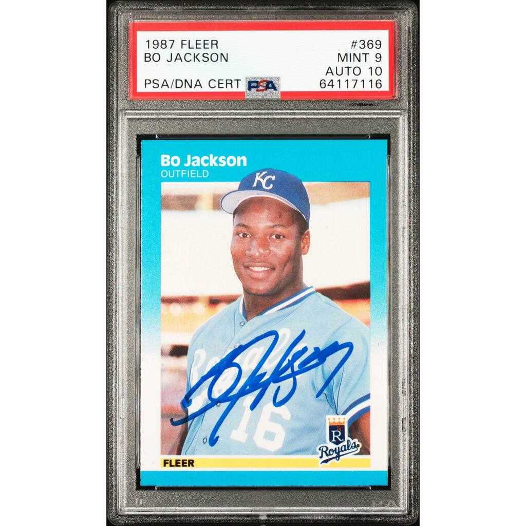 Bo Jackson 1987 Fleer Signed Baseball Rookie Card #369 Auto Graded PSA 10 117116 - 8'6" x 11'6"