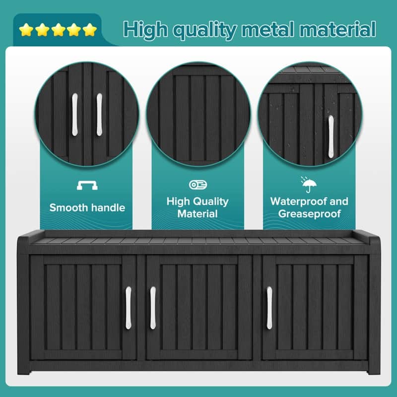 47" Shoe Storage Cabinet, Waterproof Durable Resin Shoe Closet for Indoor Outdoor, 2 Doors