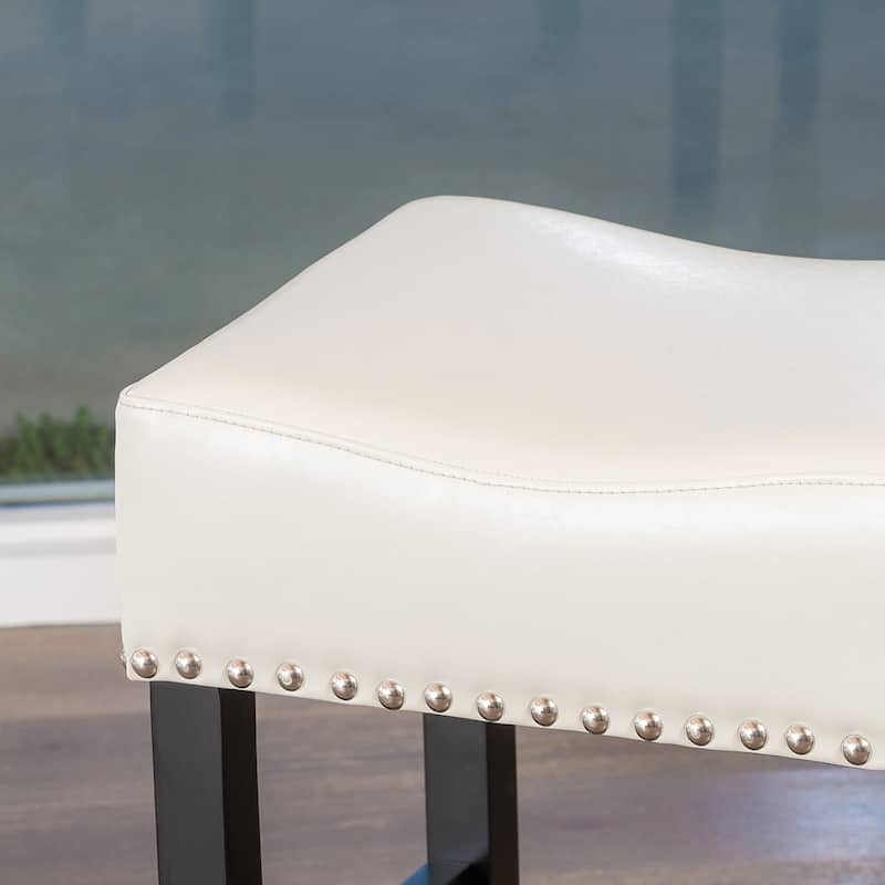 30-inch Backless ivory Faux Leather Counter Stool (Set of 2)