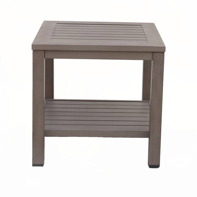 Aluminum End Table with Shelf