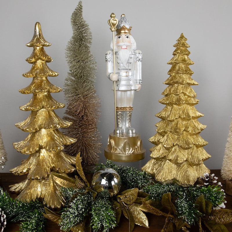 Metallic Woodland Layered Christmas Tree Decoration - 9.5" - Gold Finish