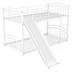 preview thumbnail 9 of 14, Luxury Twin over Twin Metal Kids House Bunk Bed with Built-in Slides and Climbing Ladders, Convertible, White
