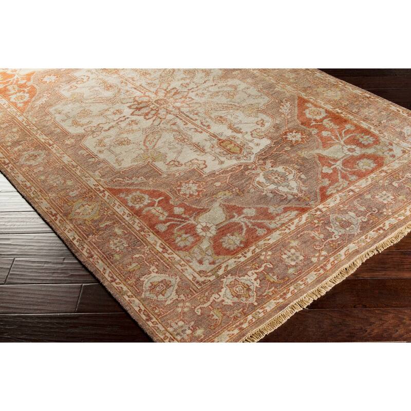Hand-Knotted Tim Border New Zealand Wool Area Rug
