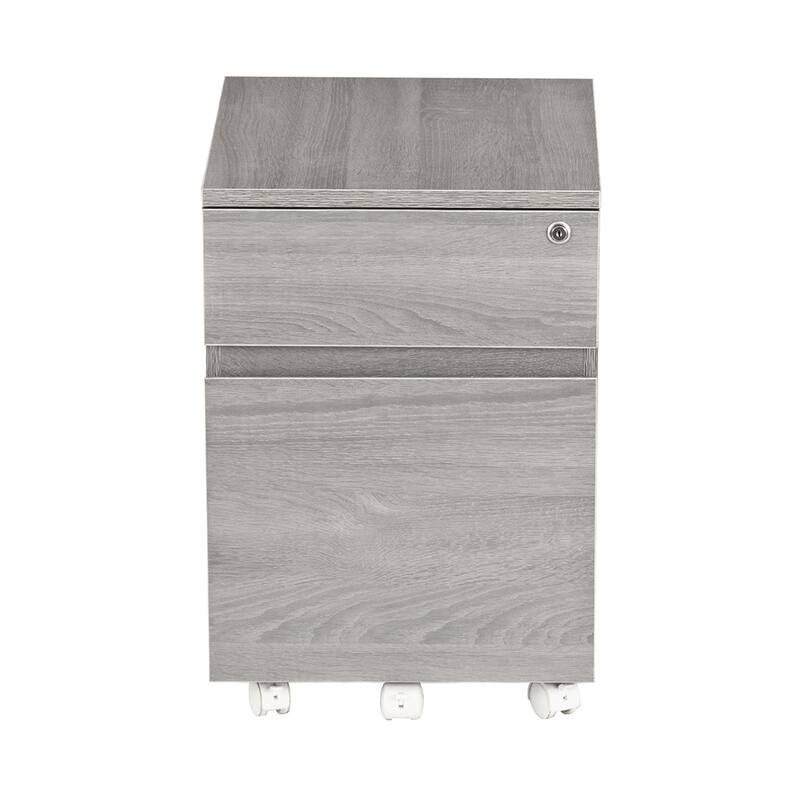Techni Mobili Rolling Two Drawer Vertical Filing Cabinet with Lock and Storage