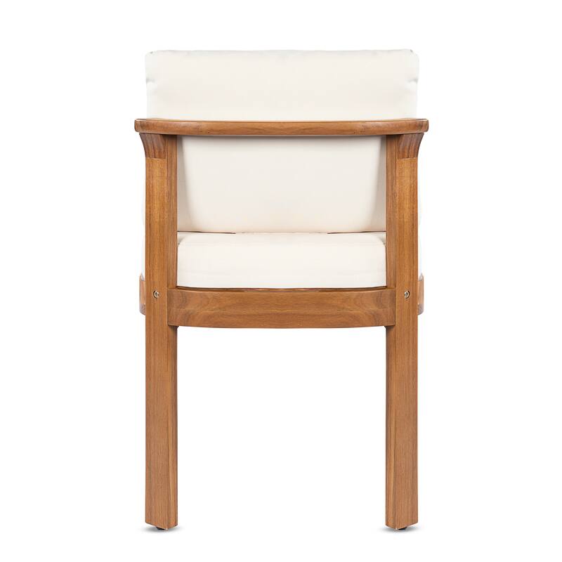 Christopher Knight Home - 5-Piece Outdoor Acacia Wood Dining Set with Sculpted Back Chairs & Slat Round Table