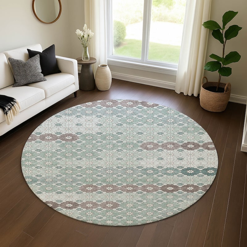 Premium Washable Super Soft Whimsy Mosaic Mayfield Rug - Teal - 8' x 8'
