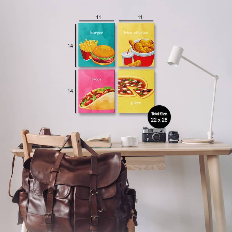 Stupell Delicious Fast Food Meals Canvas Wall Art Design By Kim Allen (Set of 4)