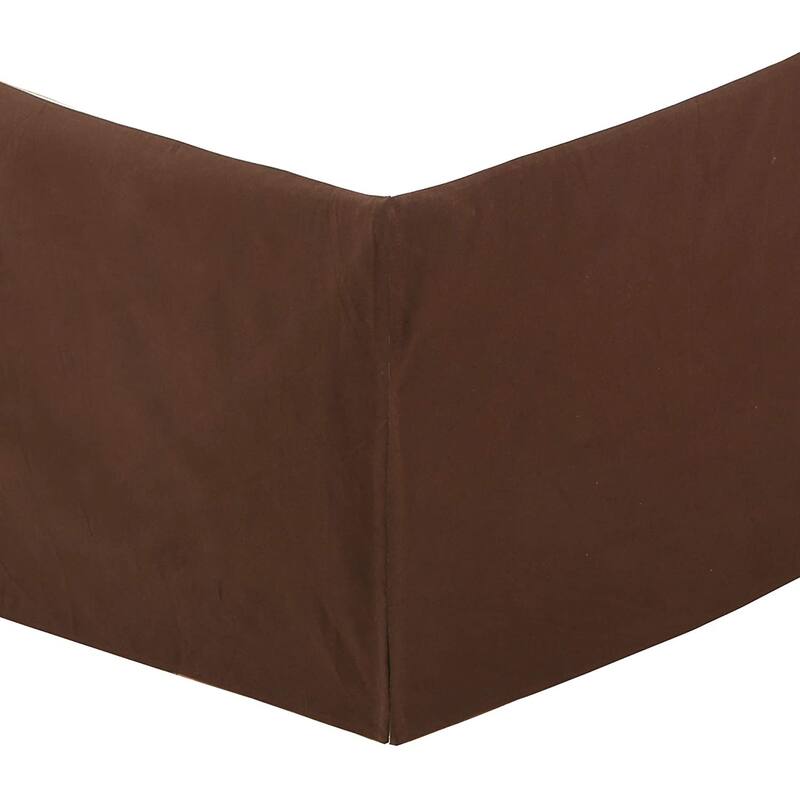 Dark Brown Bed Skirt Cotton Twill Pleated Dust Ruffle w/ Split Corners Tailored 16" Drop - Twin