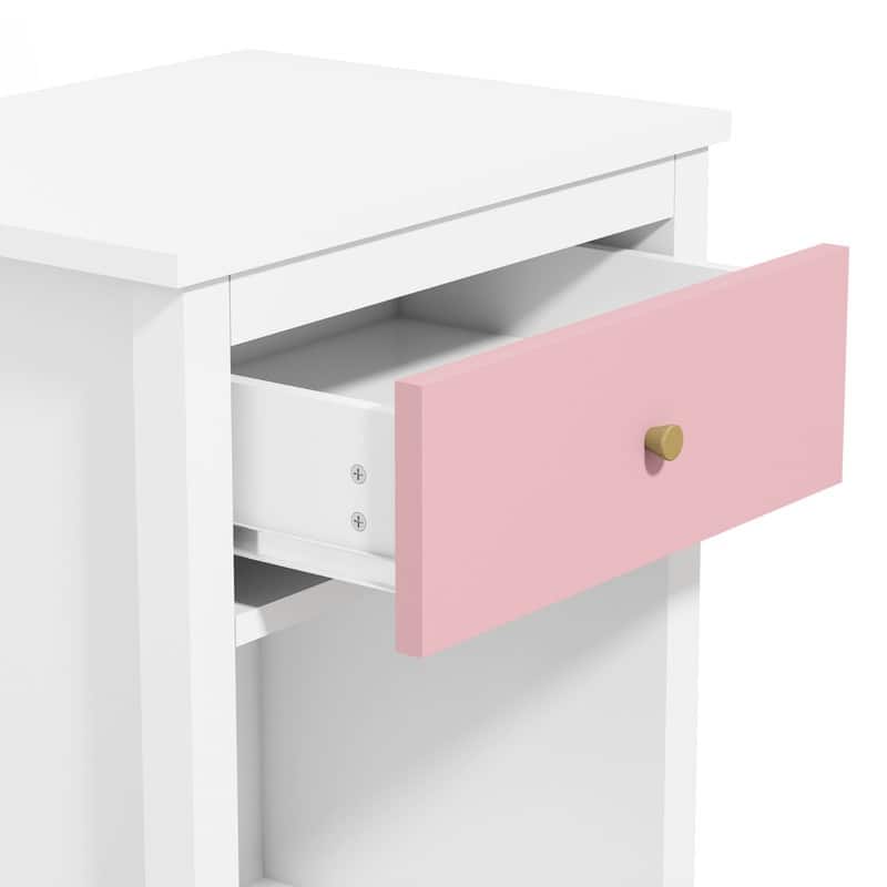 26.77''H Wooden Nightstand with One Drawer One Shelf for Kids