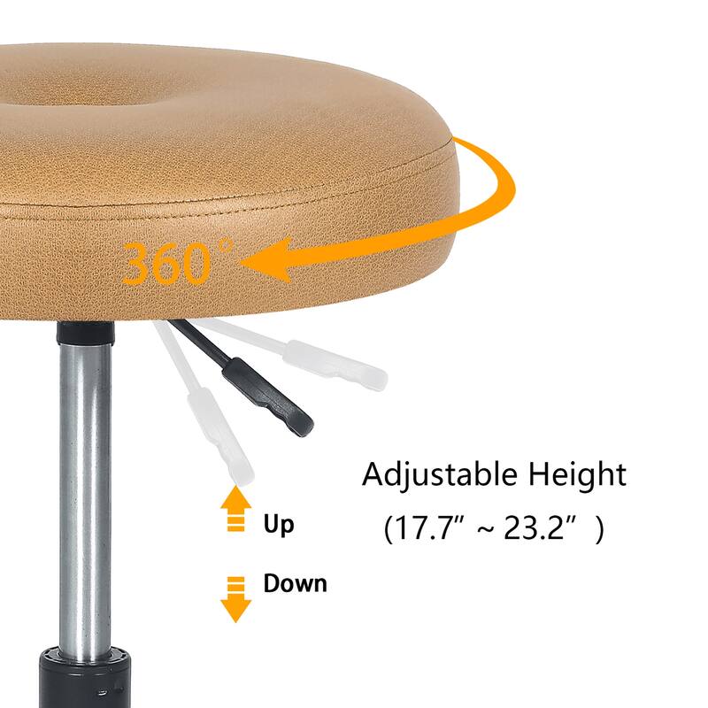 Adeco Makeup Vanity Stool Chair Round Ottoman Swivel Adjustable