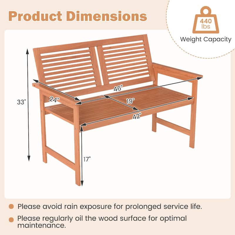 Costway 2-Person Patio Bench with Slatted Backrest and Seat Garden - See Details