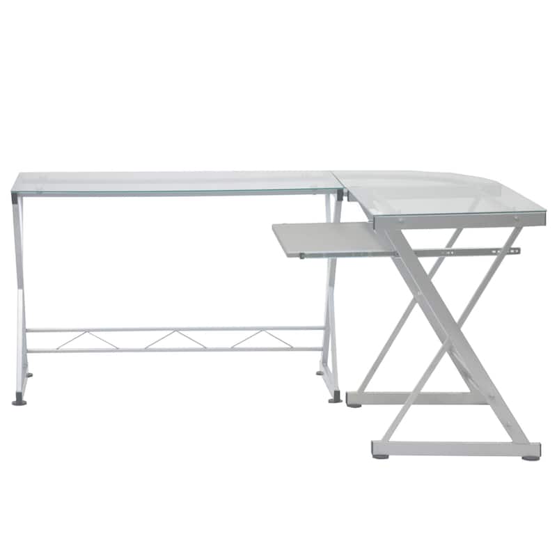 61.75" White Durable L-Shaped Computer Desk