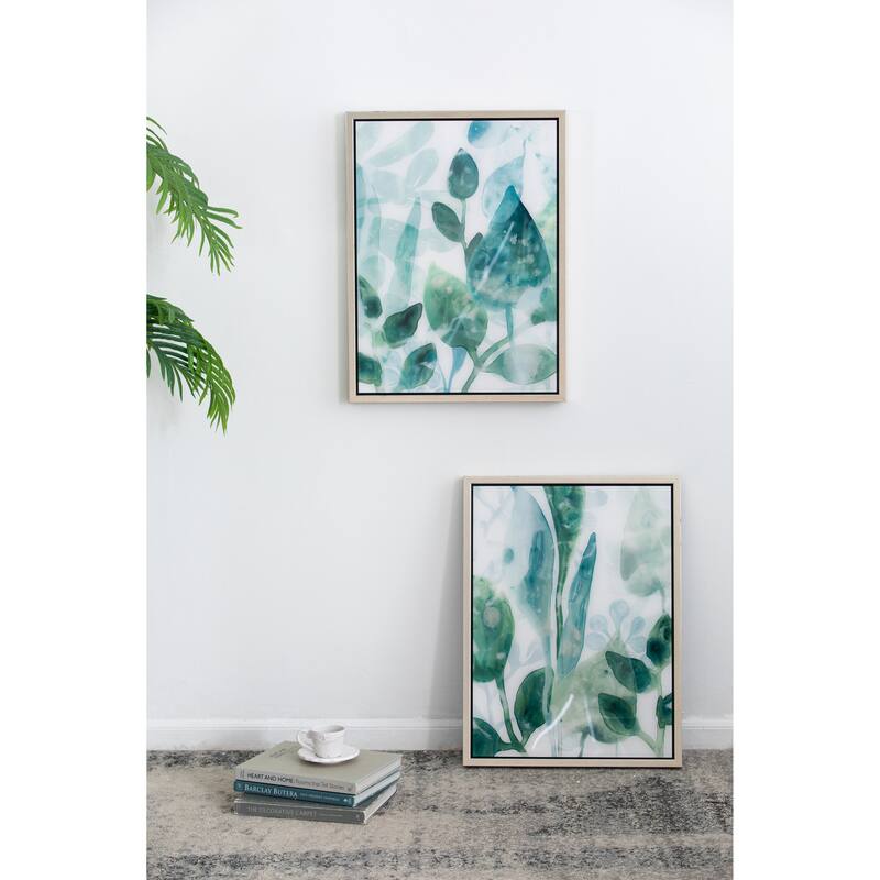 Modern Wall Decor Printed Acrylic Decor with Watercolor Leaf Pattern, for Living Room Bedrrom Entryway Office, Set of 2