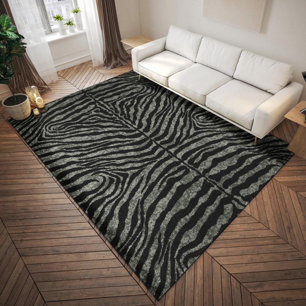 Addison Indoor/ Outdoor Safari Zebra Animal Print Washable Area Rug