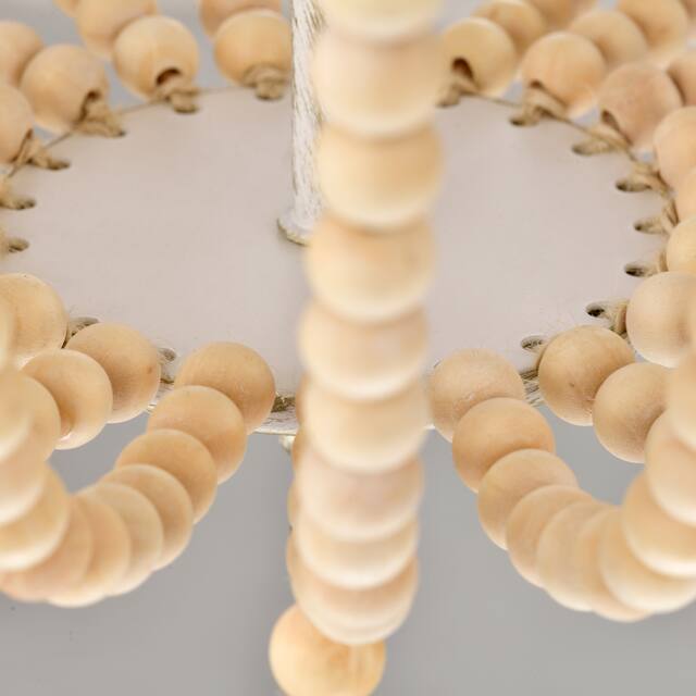 Wood Bead Chandelier 3-Light Wood Bead Light Boho Pendant Light