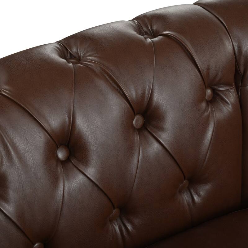 99.49" L-Shaped PU Leather Sectional Sofa with Nailhead