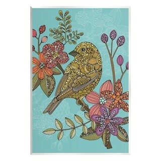 Stupell Finch Perched Flower Branch Intricate Pattern Designs Wood Wall ...