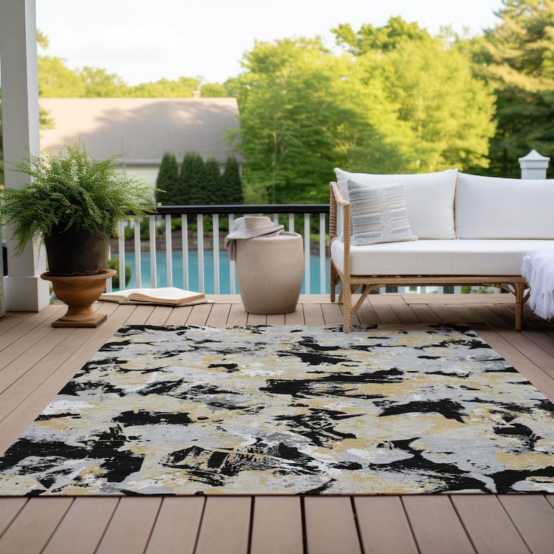 Machine Washable Indoor/ Outdoor Chantille Abstract Contemporary Rug