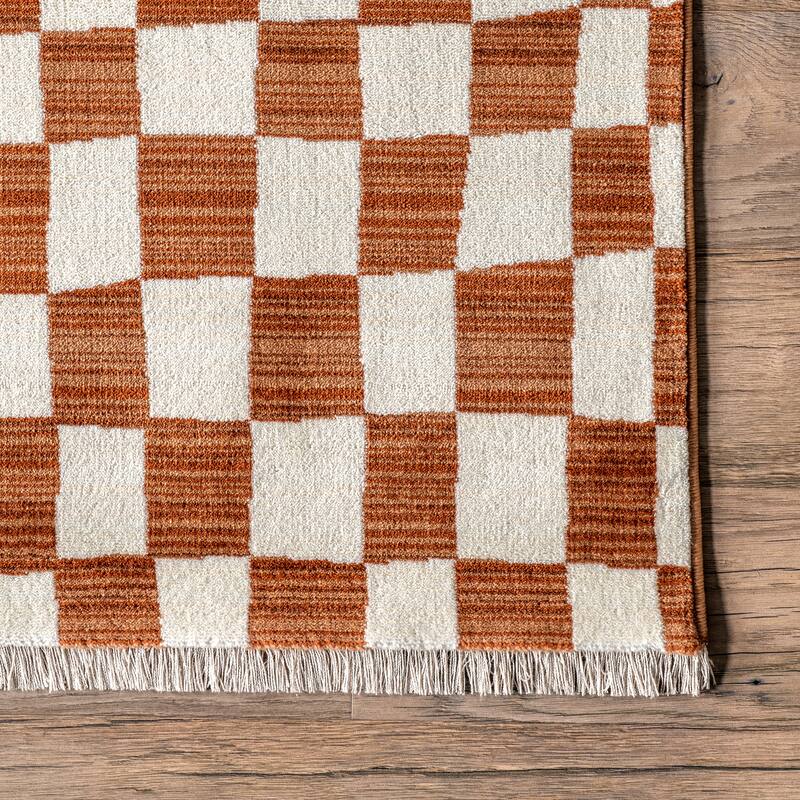Nuloom Dominique Abstract Checkered Fringe Area Rug
