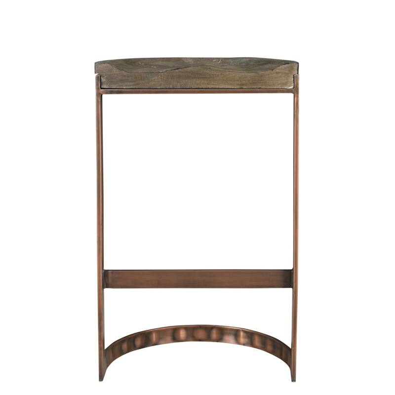 30" Gray And Copper Backless Bar Height Chair With Footrest - 20