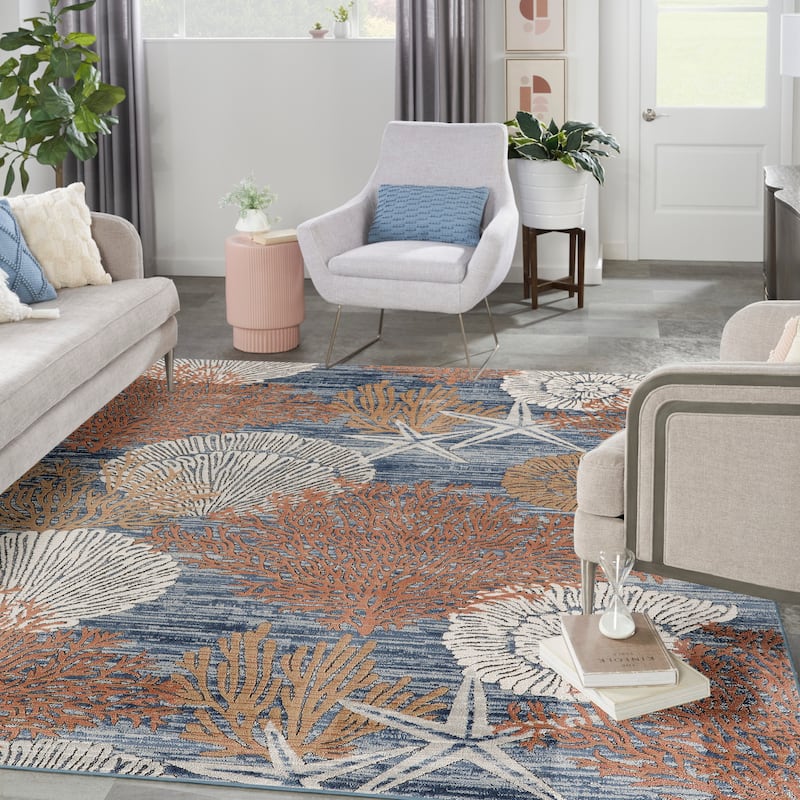 Nourison Pompeii Coastal Beach Shells and Coral Area Rug