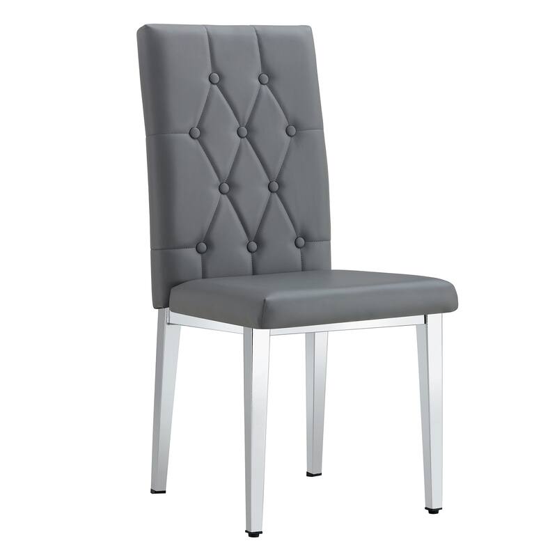 2 Piece PU Armless Dining Chair with Mesh High Back, Cushioned, Metal Legs for Dining Room Kitchen Dresser Living Room Bedroom