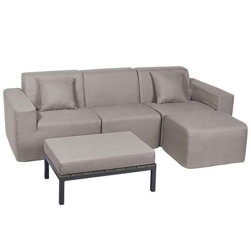 Outdoor and Indoor Modern Modular Patio Sectional Sofa with L-Shape Chaise, Cloud Sectional Couch with Comfy Chaise