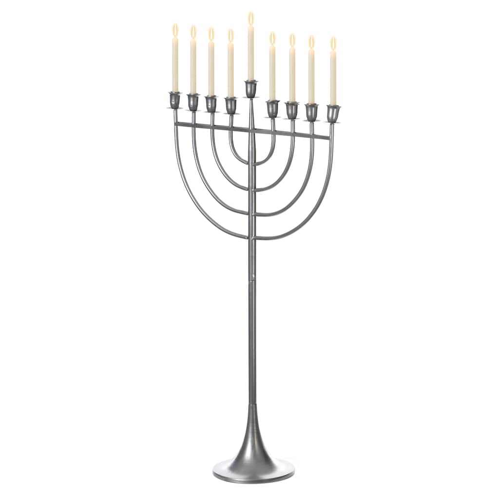 Modern Solid Metal Judaica Hanukkah Menorah 9 Branched Candelabra
