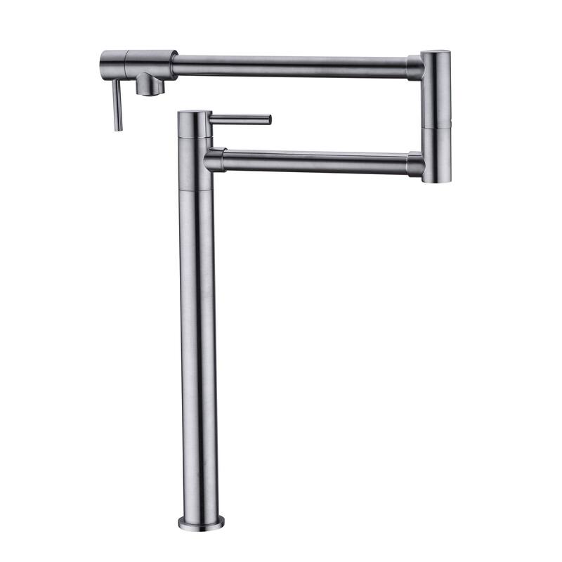 Kitchen Pot Filler Faucet Deck Mounted Double Joints Free Rotating Modern Countertop Retractable Commercial Single Hole Tap