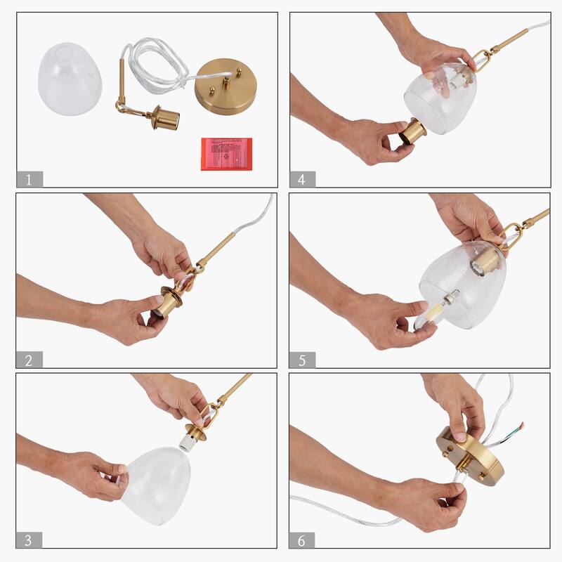 Blobfish Modern Gold 1-Light Glass Pendant Light for Kitchen Island Dining Room - 5.1"D x 18"H - 73"H