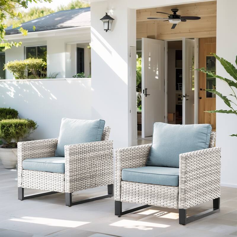 Patio Chair High Back and Deep Seating Chair - Light Grey - Baby Blue - Light Grey