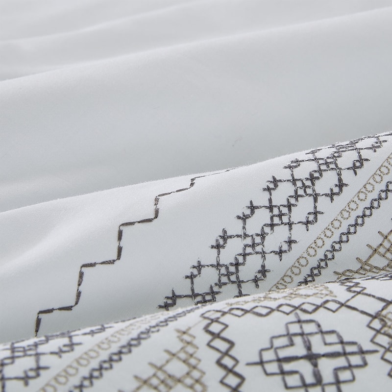 Superior Burlington 300 Thread Count Embroidered Cotton Duvet Cover Set