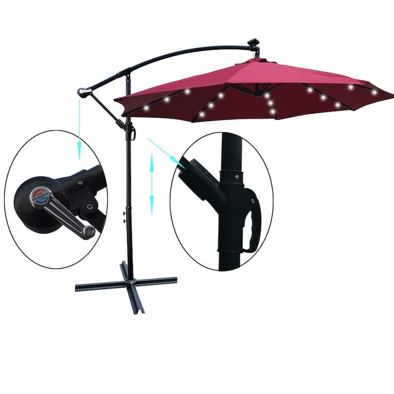 Outdoor Patio Umbrella with Solar Powered LED Lights 