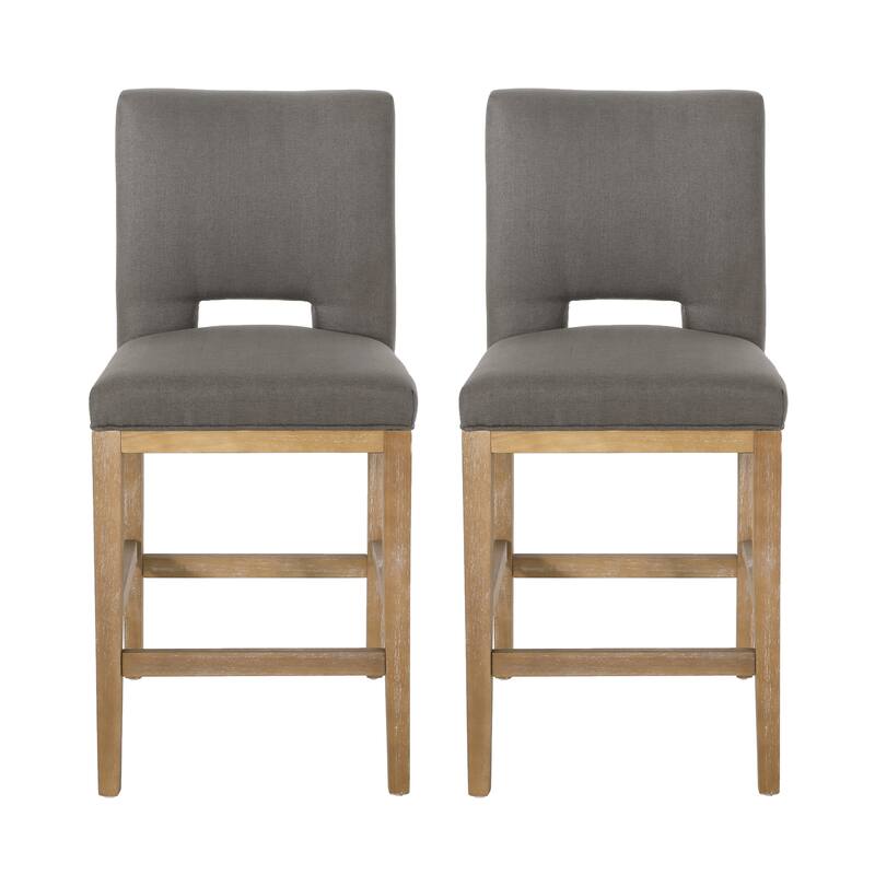 Roomfitters Upholstered Counter Stool, 26" Padded Kitchen Island Chair with Wood Legs, Grey