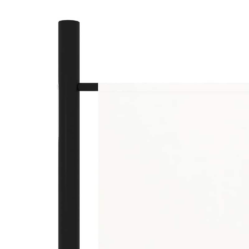 Folding Room Divider, 79x71 White Fabric, Black Iron Frame, 4 Panels