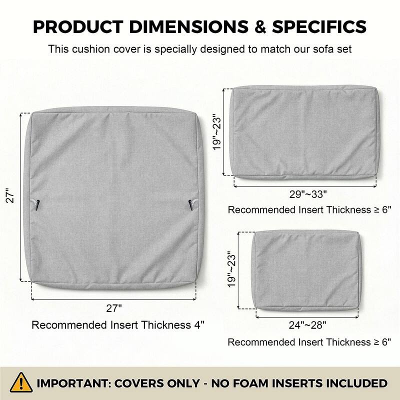 FINCATI 27" × 27" Outdoor Cushion Replacement Cover, Cushion Slipcover for Sectionals, Patio Seat Cover 27 Inches (COVER ONLY!)