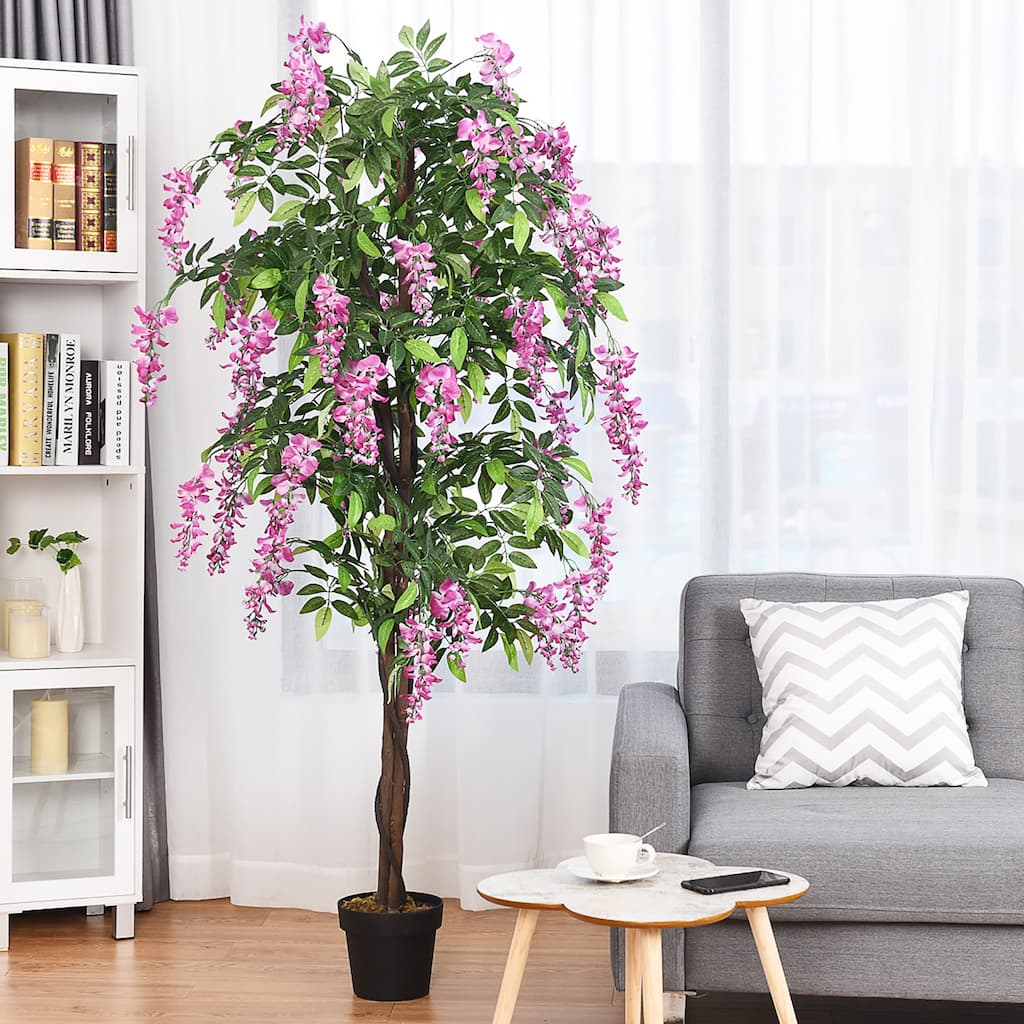 6 Feet Fake Wisteria Tree Artificial Greenery Plants for Home Office