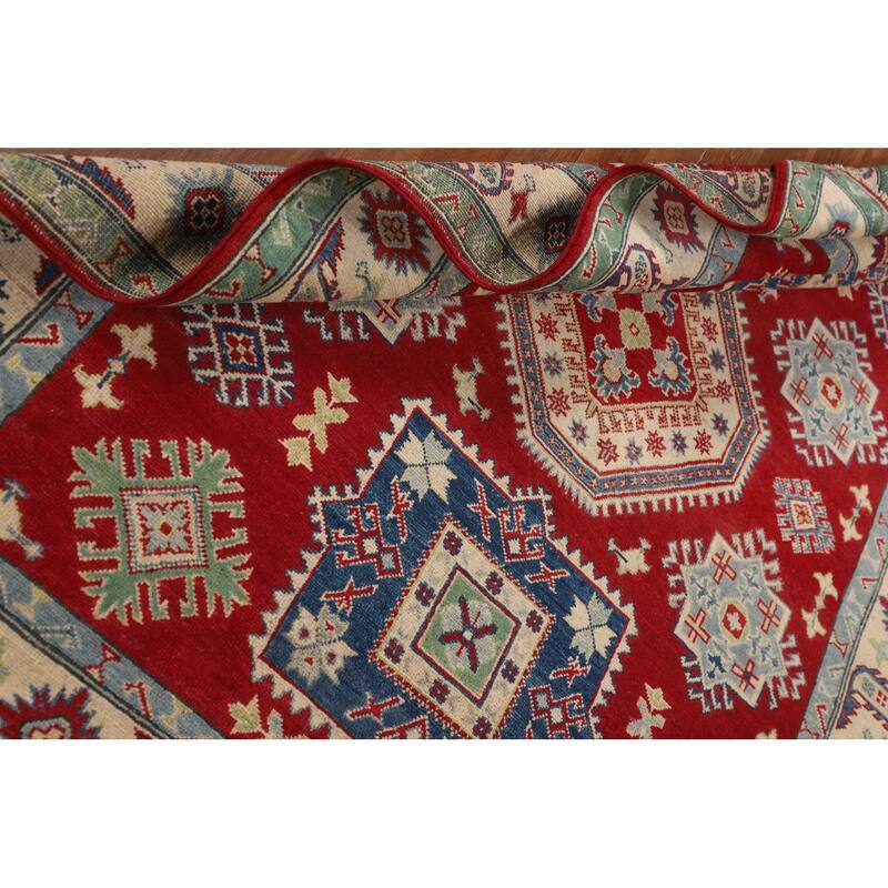 Oriental Red Kazak Area Rug Handmade Wool Carpet - 5'2" x 6'7"