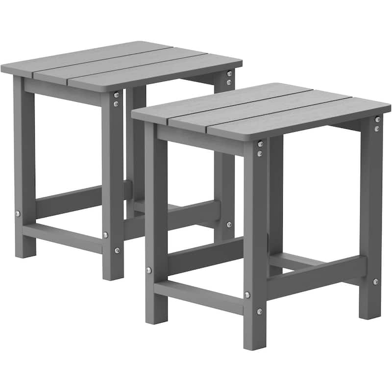 WINSOON Outside Adirondack Square Side Table, Weather Resistant Patio Tables Set Of 2 - Grey